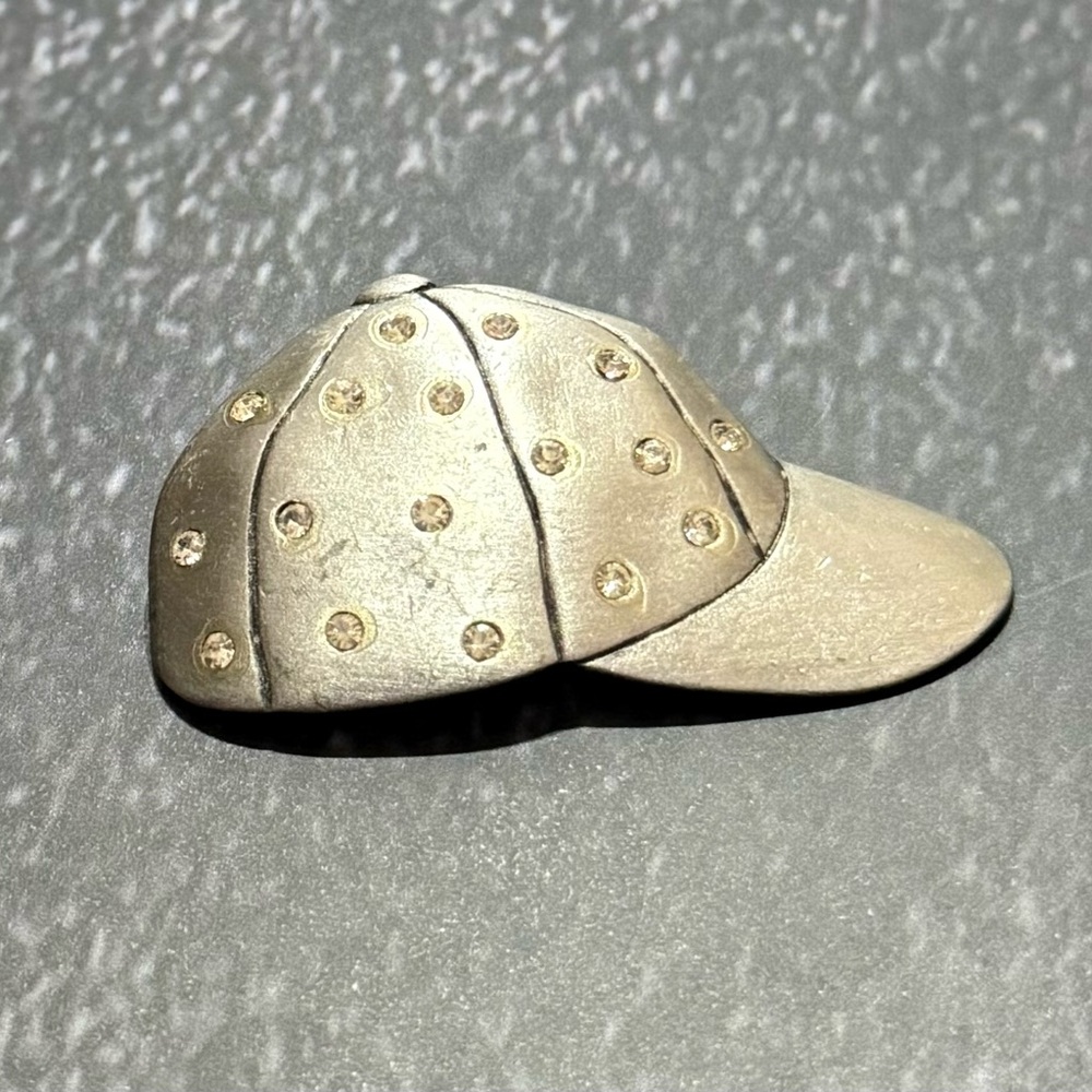 Embellished Silver Ball Cap Brooch.